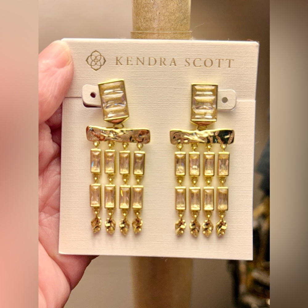 Kendra Scott Jessa Crystal Tassel Earrings Carded & w/Pouch - Picture 9 of 10